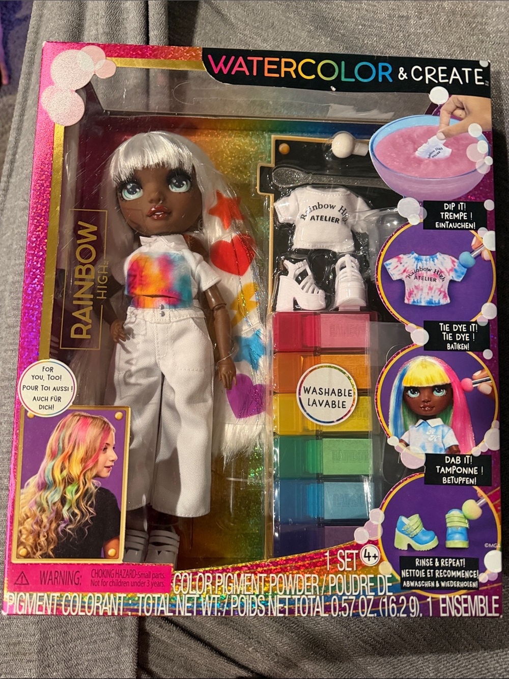 Rainbow High Watercolor & Create Tie-Dye Doll - White Outfit, Multicolor Accents
